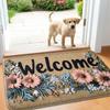 Цветочный коврик для прихожей Welcome, 50x80/40x60, Машинная стирка, Пушистый мягкий ковер для входа в помещение/на улицу
