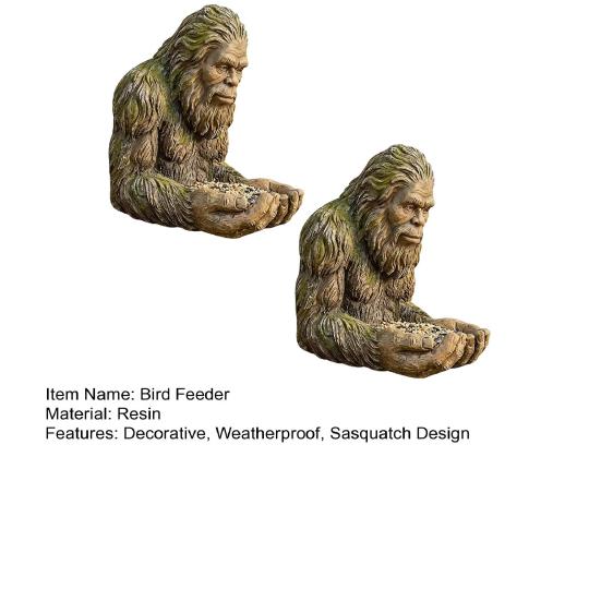2 шт. Кормушка для птиц Сасквот Декоративная уличная кормушка Смола Скульптура Сасквоча Поднос для семян для дерева Двор Сад Искусство Декор Подарок для любителей природы