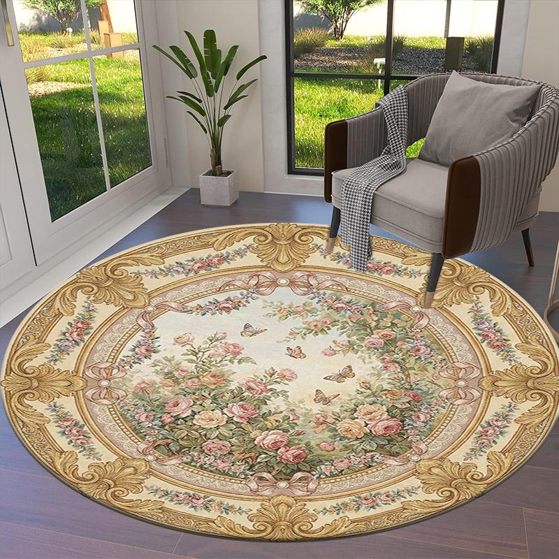 Rose Gorgeous Round Area Rug,Carpet Rug for Living Room Bedroom Sofa Playroom Decor,Non-slip Floor Mat62