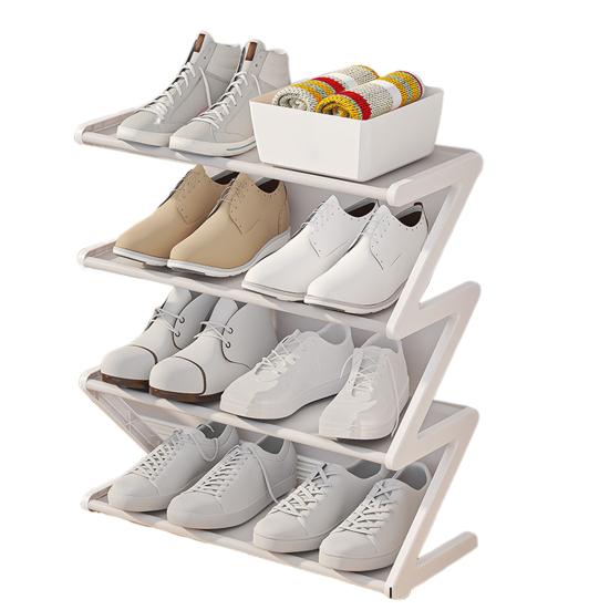 Shoe Storage Rack 4 Tiers Installation Large Stable Free Standing Easy Capacity Z-shaped Home