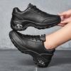 Leather Sneakers Black Casual Shoes Women Non Slip Lace Up 2025 Fashionable Comfortable Waterproof Large Size Sports Shoes