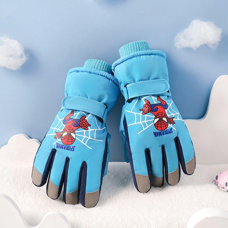 Spider Man Winter Child Gloves Fleece Lined Warm Child Ski Gloves Windproof Cold Proof Cycling Gloves Kids Gift Marvel
