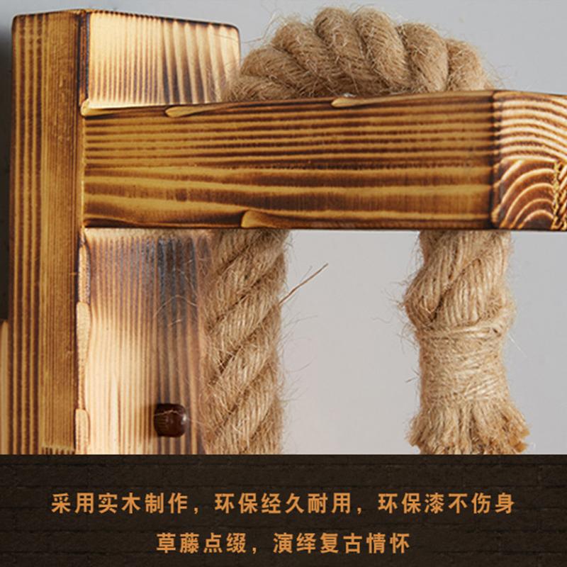 Винтажный настенный светильник из пеньковой веревки с вилкой, деревянный настенный светильник E27, настенные светильники для помещений, чердака, коридора, индустриальный бра, прикроватная лампа