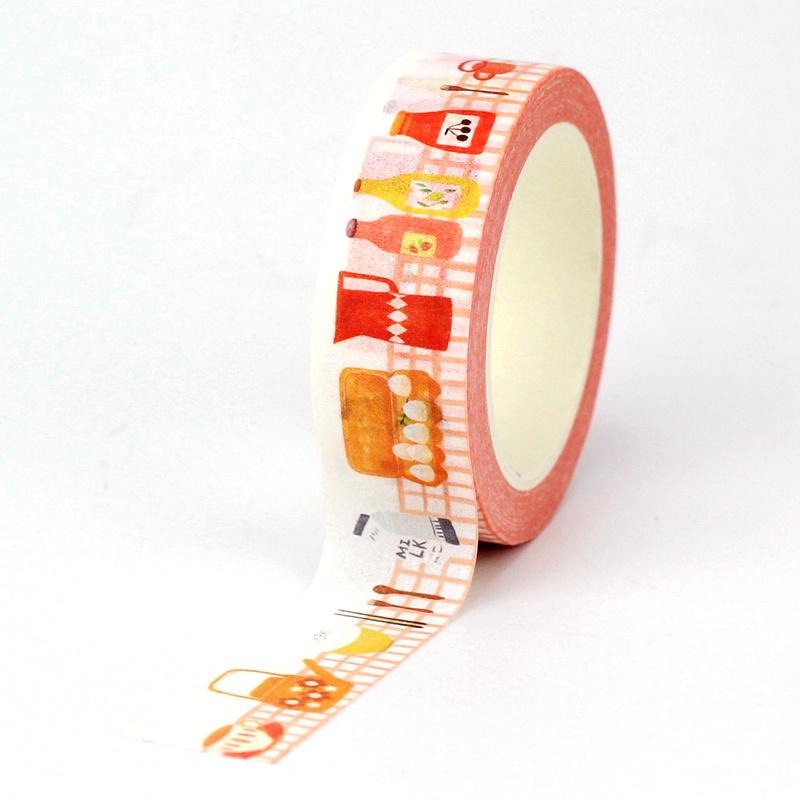 NEW 1PC. 10M Decorative Kitchen Books and Cactus Japanese Paper Washi Tape Set for Scrapbooking Journaling Cute Stationery