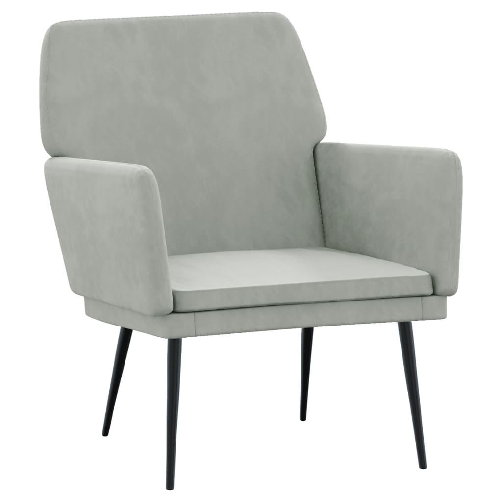 Vidaxl Fotel, Jasnoszary, 62X79X79 Cm, Obity Aksamitem