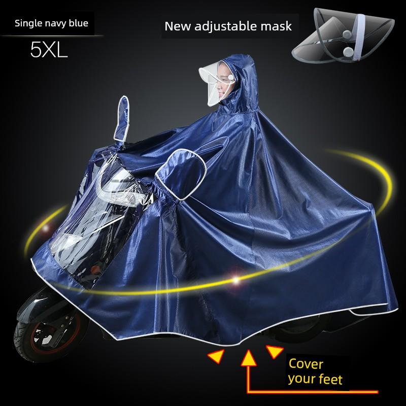 Electric Bicycle Motorcycle Raincoat Single Double plus Size Thicken and Lengthen Big Brim Adult Riding Poncho Men