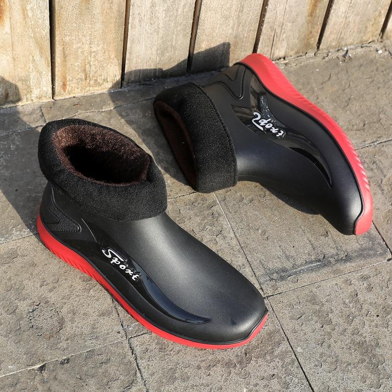 Новые дождевые ботинки мужские легкие водонепроницаемые ботинки на плоской подошве короткие водонепроницаемые сапоги износостойкие кухонные нескользящие рабочие резиновые сапоги мужские дождевые ботинки