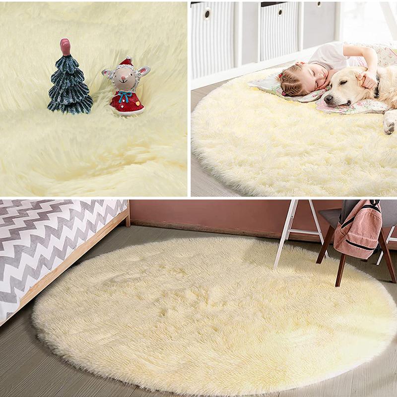 Розовый Круглый Ковер Пушистый Мягкий Коврик для Пола Детская Комната Девочек Замок Принцессы Плюшевый Ковер Гостиная Домашний Декор