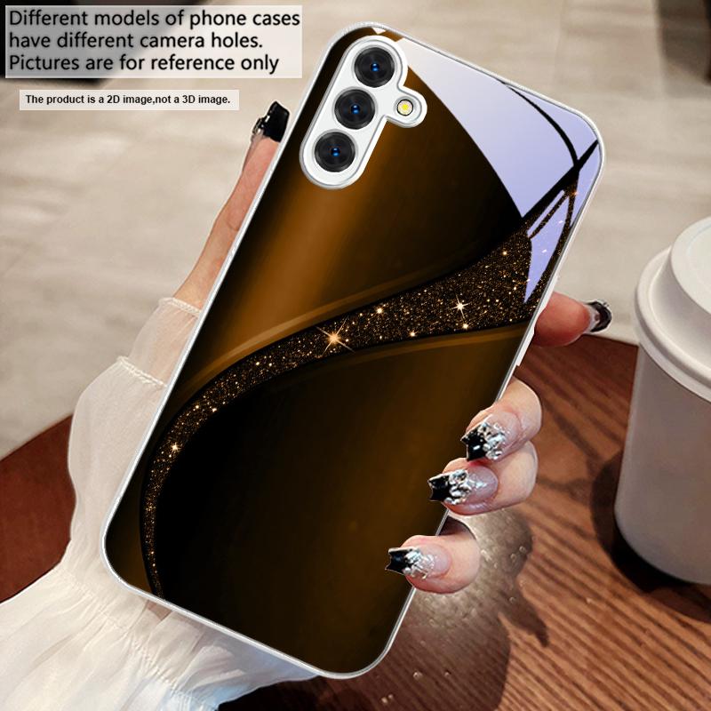 Блестящая золотая галактика Для Samsung A73 72 71 A70 56 55 54 A53 52 51 50 42 A35 A34 33 32 31 26 25 24 23 22 30 стеклянный чехол для телефона