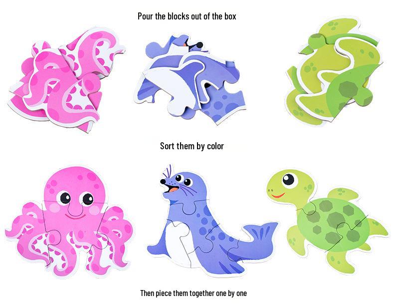 Детская развивающая деревянная когнитивная игрушка-пазл - Жестяная коробка «Шесть в одном»