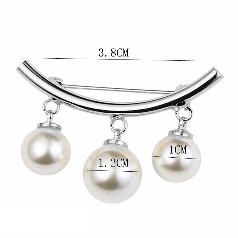 Imitation Pearl Fixed Strap Charm Safety Pin Brooch Sweater Cardigan Clip Chain