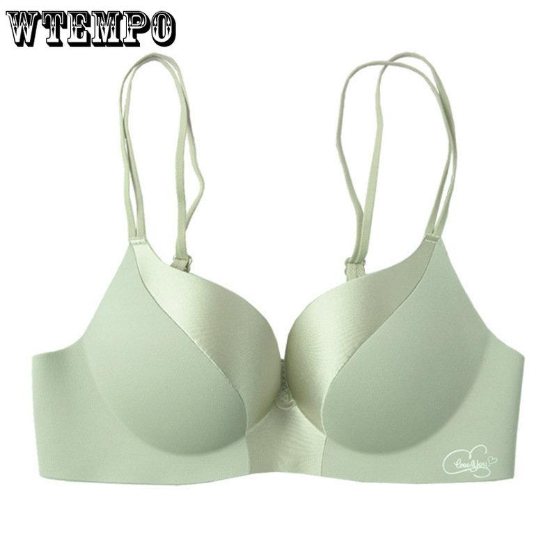 Цельный бесшовный бюстгальтер женский, регулируемое нижнее белье, женское сексуальное без стального кольца, тонкий пуш-ап под толстой чашкой