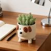 Щенок Цветочный горшок Милый керамический горшок для растений Настольный декоративный кашпо в виде собаки для суккулентов Украшение для дома и офиса Подарок для любителей собак
