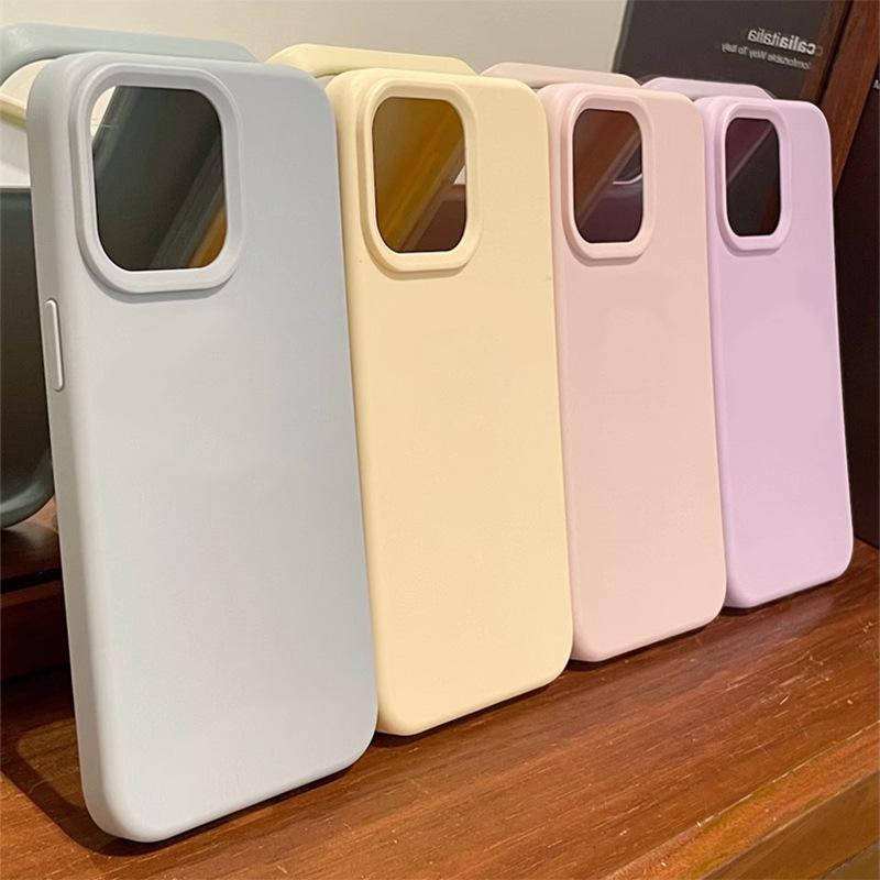 Soft Korean Ins Style Solid Color Suitable for Apple 17pro Max Mobile Phone Case Iphone16 Silicone 15 Soft Sleeve 13