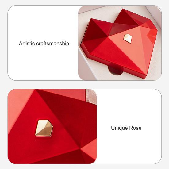 Подарочная коробка для кольца в форме сердца с мягкой фланелевой подкладкой, полированной текстурой и автоматическим открыванием, художественная коробка для ювелирных изделий