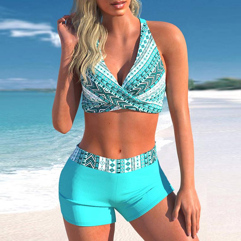 Women's Halter Bikini Tankini Swimsuit Oil On Canvas Print Swimsuit