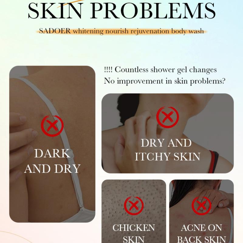 Гель для душа с витамином С 520 г SADOER отбеливающий увлажняющий очищающий гель для душа