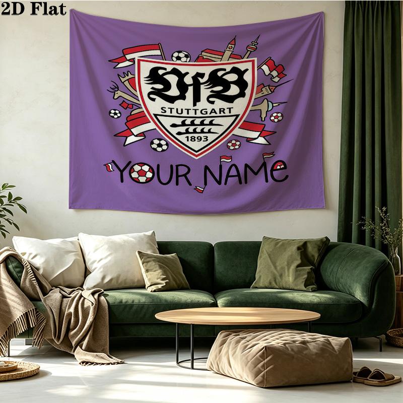 Custom Name VfB Stuttgart Printed Tapestry – Wall Hanging for Bedrooms, Dorms, and Home Decor