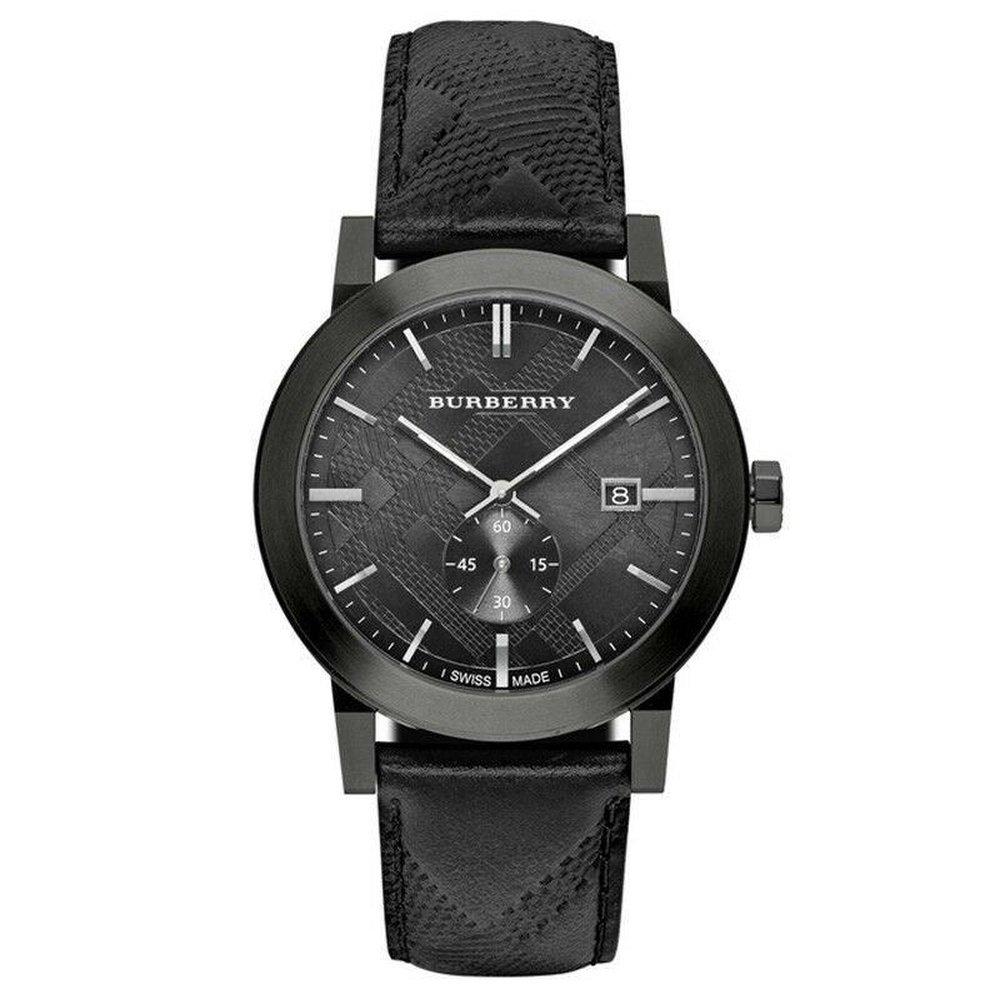 Burberry BU9906 Городские черные кожаные мужские часы с ремешком