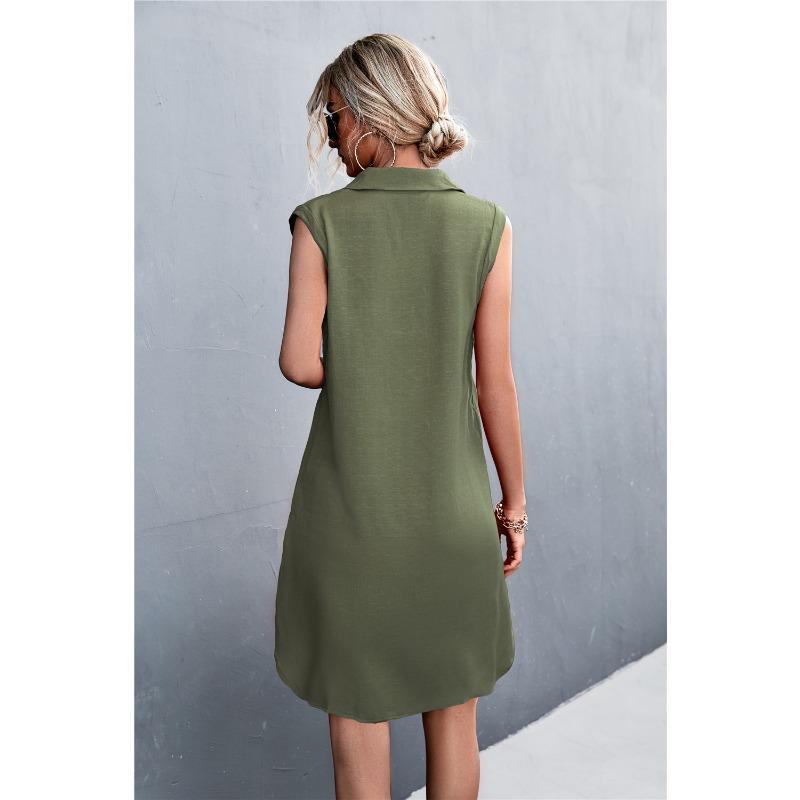 DAFIFY Женская мода лето весна однотонный принт без рукавов ПОЛО шеи свободная талия повседневные платья