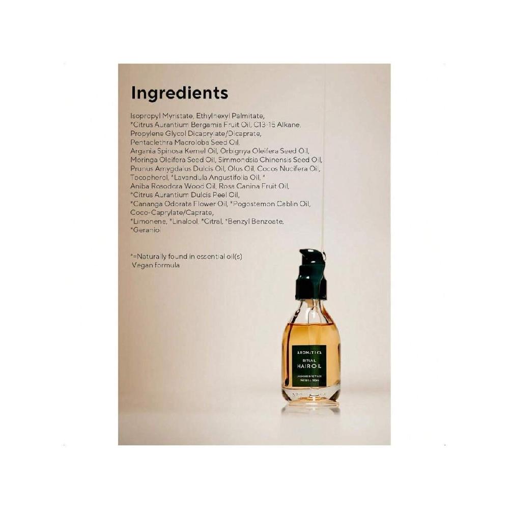 Aromatica Ritual Jasmine & Vetiver Масло для волос 50 мл Питательное масло без силиконов для поврежденных пушистых волос с чистым ароматом