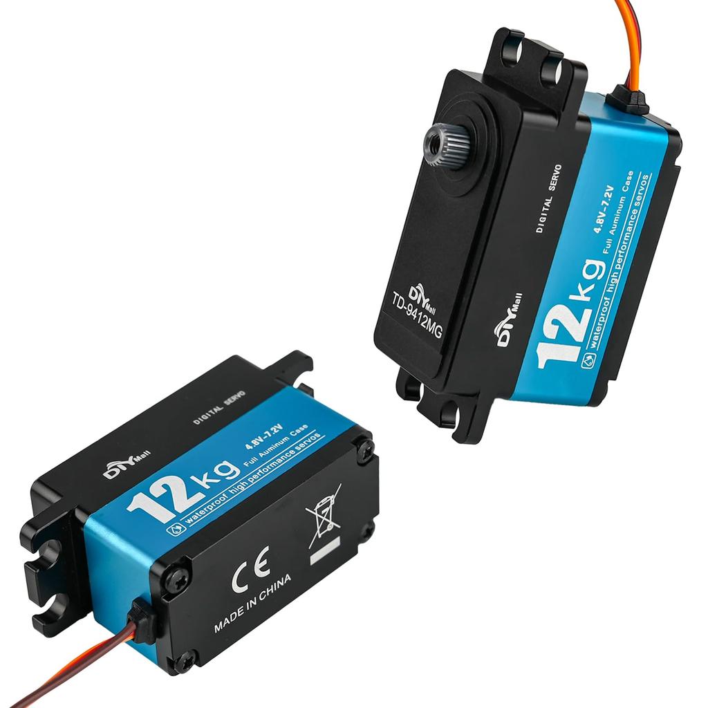 DIYmall 12KG Digital Servo, High Torque, Full Metal Gear, 180 Degree, 7.4V, Waterproof, for Robot RC Cars (1/10, 1/8 Scale)