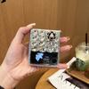 Luxury Bling Diamond Rhinestone Crystal Phone Case for Samsung Galaxy Z Flip 5 4 3 DIY Pearl Camellia Clear Hard PC Back Cover