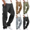 Men Cargo Pants Elastic Waist Vintage Loose Multi Pockets American Style Soft Breathable High Street Daily Sports Streetwear