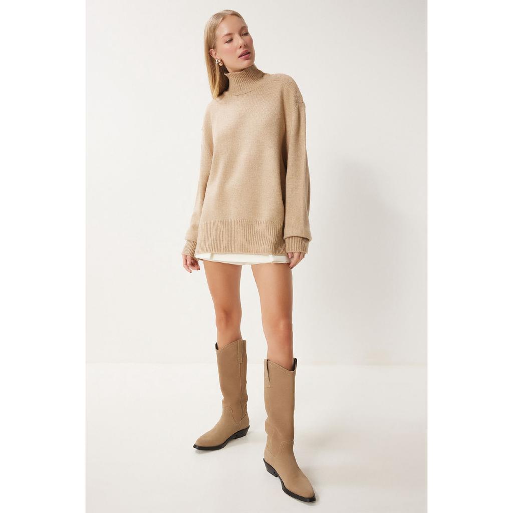 Women's Anthracite Turtleneck Knitwear Sweater Fn03390