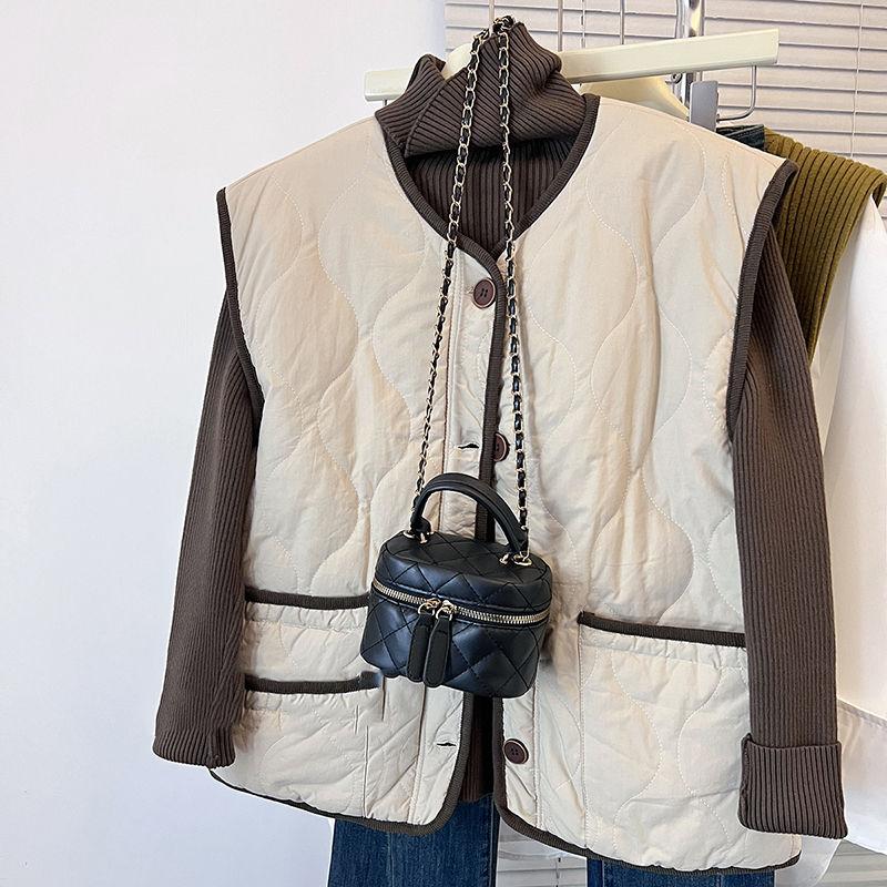 Winter Lamb Fur Vest Jacket for Women Lazy Style Loose Cotton Clip Thick Sleeveless Camisole