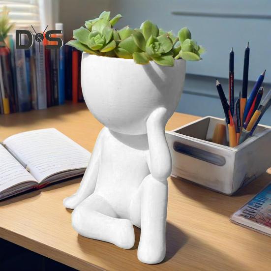 Цветочный горшок Thinker, суккулентный горшок, креативная форма, высокая прочность, настольный цветочный горшок для дома и улицы, украшение