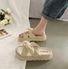 Fashion New Style Fairy Style Lady Summer Slippers Thick Platform Flat Sandals with Butterfly-Knot Summer Flip Flops Sandals Women Shoes