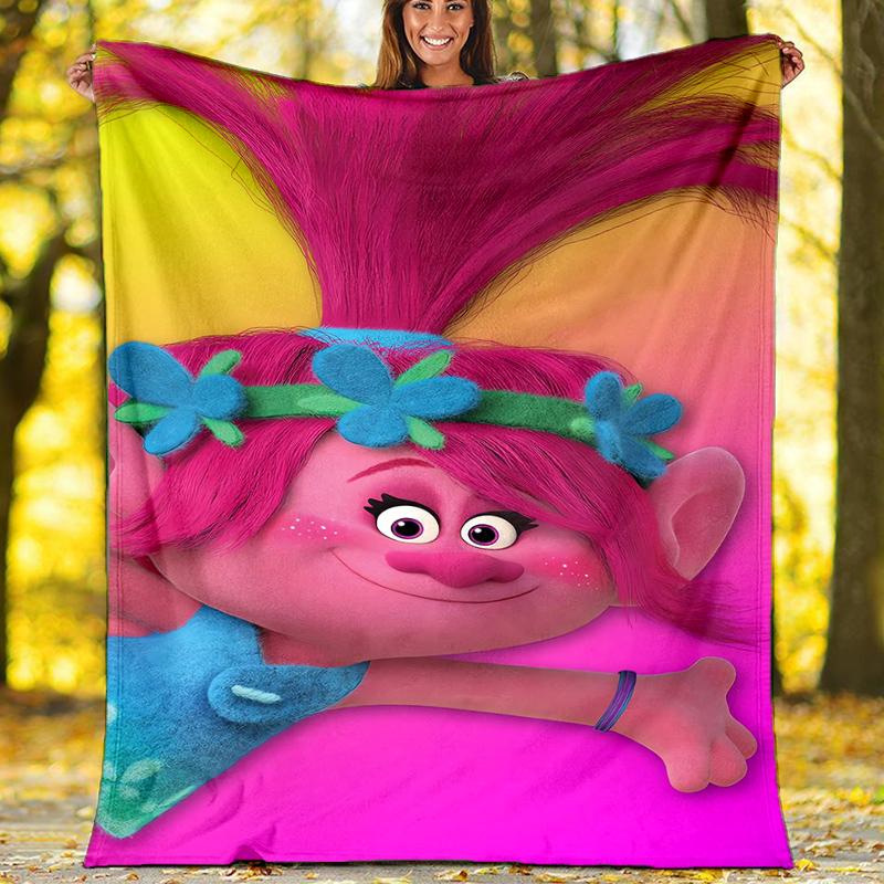 Trolls Theme Printed Blanket - Perfect for Couch, Bed, Travel & Outdoor Use | Machine Washable, Cozy & Durable.