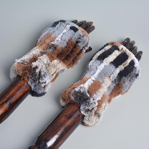 Новые женские вязаные варежки из 100% натурального меха кролика рекс, зимние теплые женские перчатки без пальцев из натурального меха, вязаные меховые варежки ручной работы