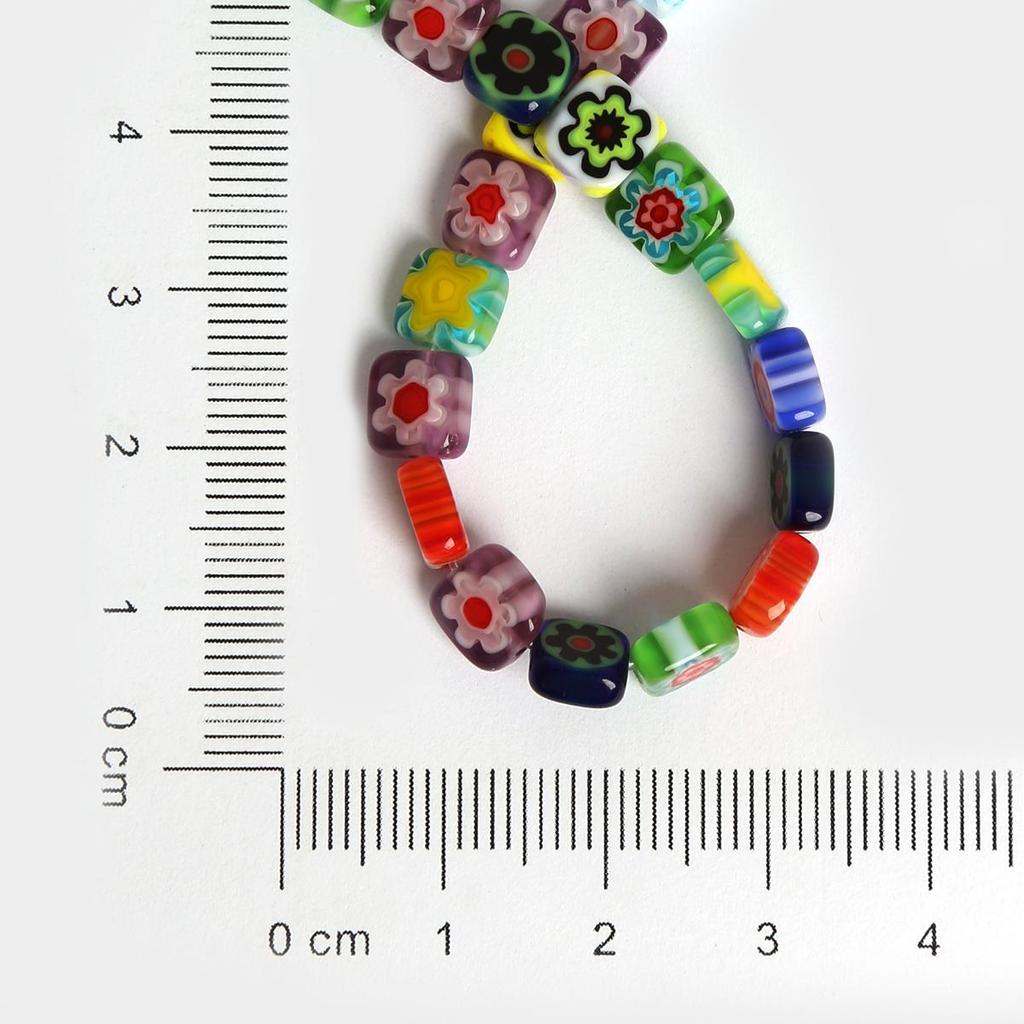 Высококачественные плоские квадратные бусины с несколькими узорами, гладкие стеклянные бусины для изготовления ювелирных украшений, браслет, ожерелье, серьги