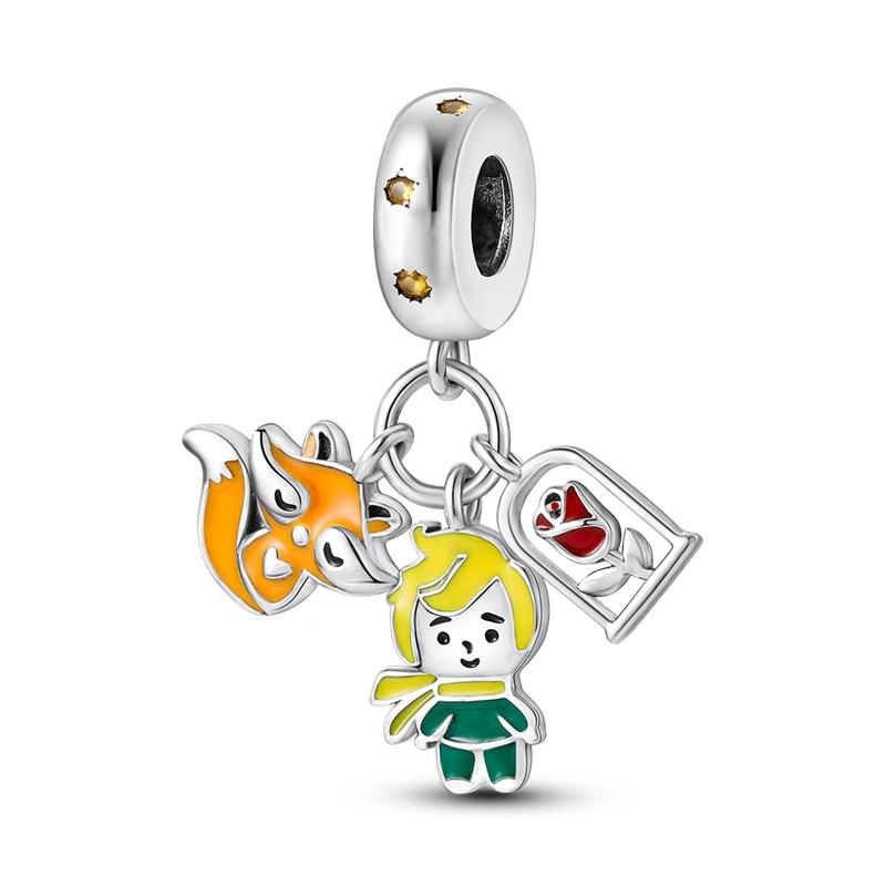 Медь Сказка Маленький Мальчик Лис Роза Цветок Лягушка Принц Шарм Подходит для браслета Mula Бусины Женские Украшения для Изготовления