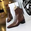 Fashion 2024 Autumn/winter Women Boots Genuine Leather Western Boot Women Shoes Pointed Toe Chunky Heel Chelsea Boots Retro Ankle Boots