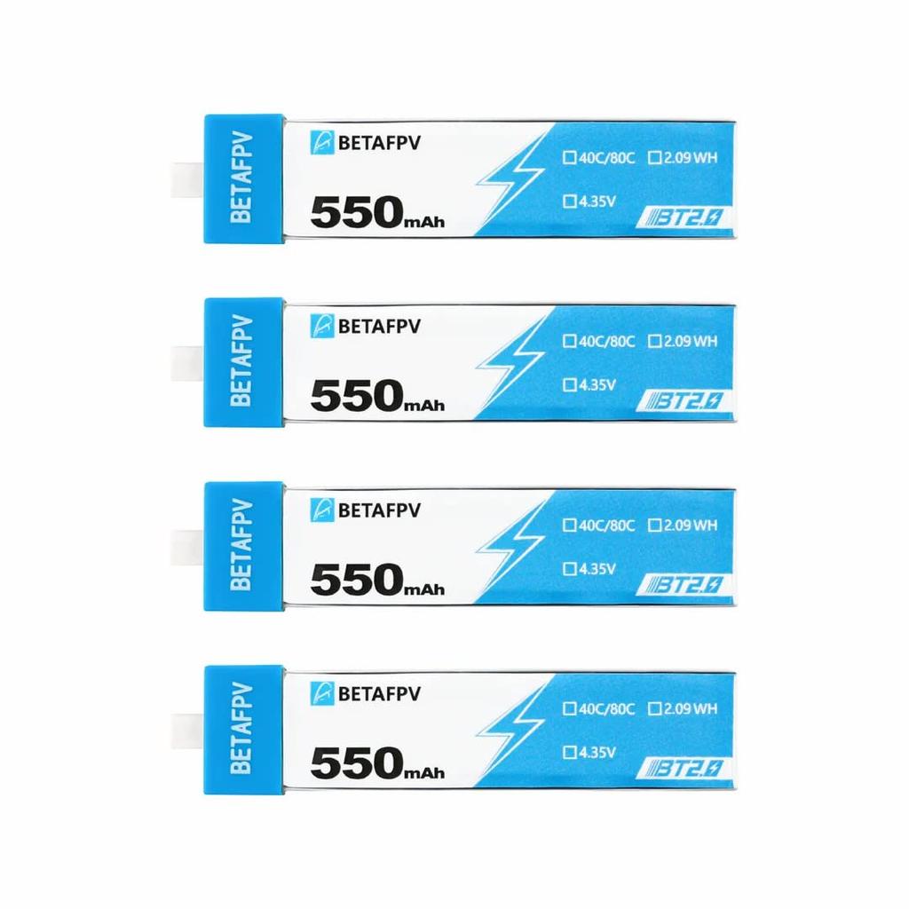 BETAFPV BT2.0 550mAh 1S 40C Lithium Polymer Battery for Cetus ProCetus X Racing Drones, Pack of 4