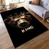 Bear with Crown Printed Carpet - Black Background with "King" Text Suitable for use as an anti-slip for living room bedroom sofas