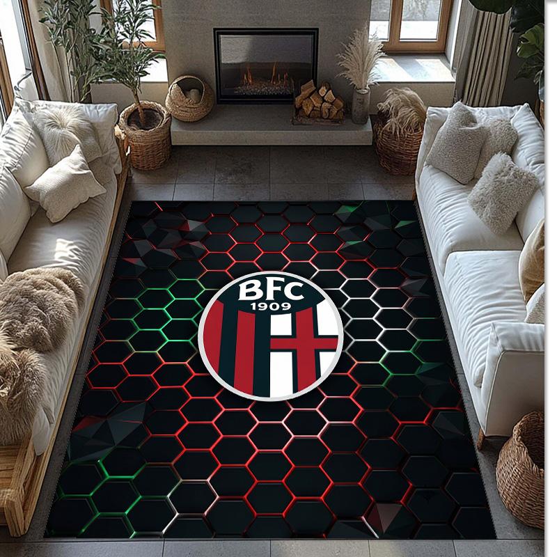 Bologna FC Soccer Football Pattern Soft Area Rug Non Slip Indoor Floor Carpet Sports Decor Mat for Bedroom