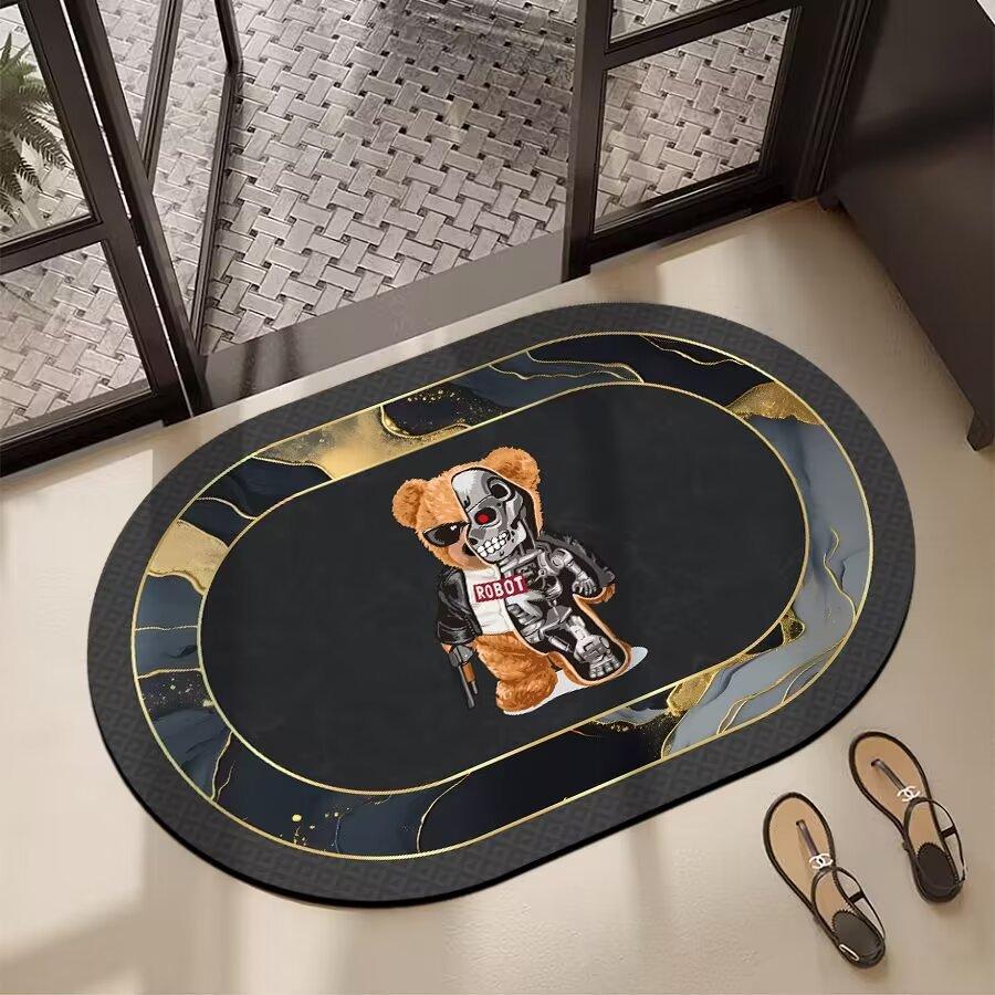 Коврик для ванной комнаты овальный, влагопоглощающий и грязеотталкивающий, коврик для ног в ванной комнате, мягкий противоскользящий коврик для ног с диатомовой грязью