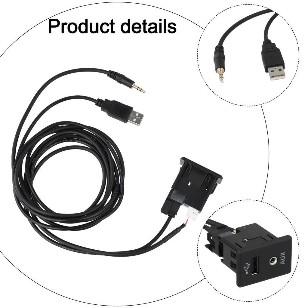AUX Audio Socket with USB Cable for Nissan 280234BA0B 2013 2019 Quick Use