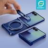 Frühe rahmenlose magnetische Hülle für Samsung Galaxy Z Flip 7 mit 360° drehbarem Ring-Ständer, stoßfeste Aluminium-Metall-Handyhülle