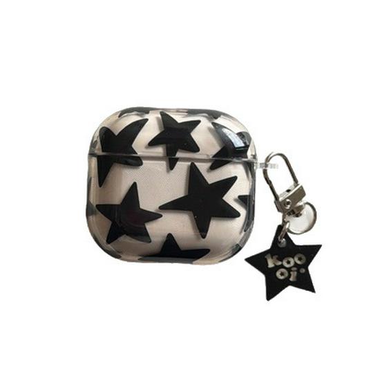 Korean-Style Black Star Pendant for AirPods 4/Pro 3 Protective Case (2nd & 3rd Gen)