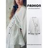 Za2024 Summer New Product Women's Clothes Asymmetric Long Sleeves Stripes Kimono Coat Shirt 2010782 064