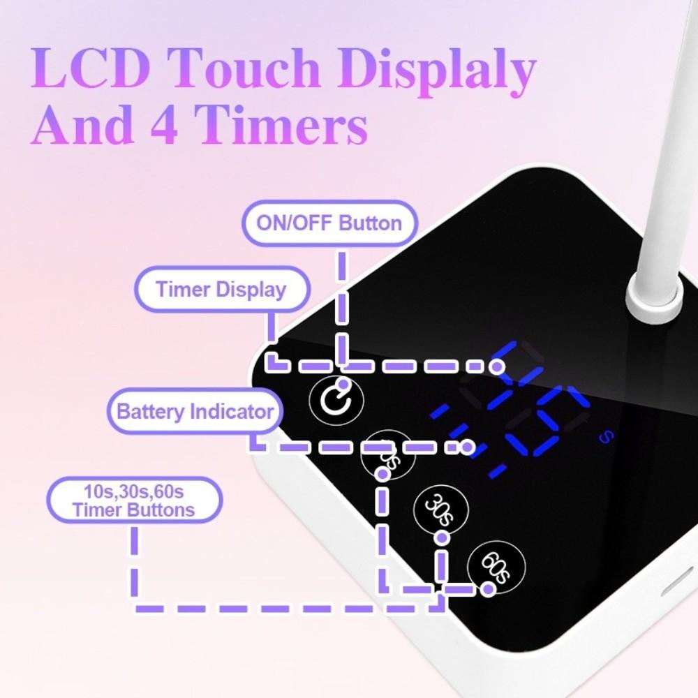 with 4 Timer Settings Rechargeable Nail Lamp 360° Bendable Drying Nail Dryer  Nail Care