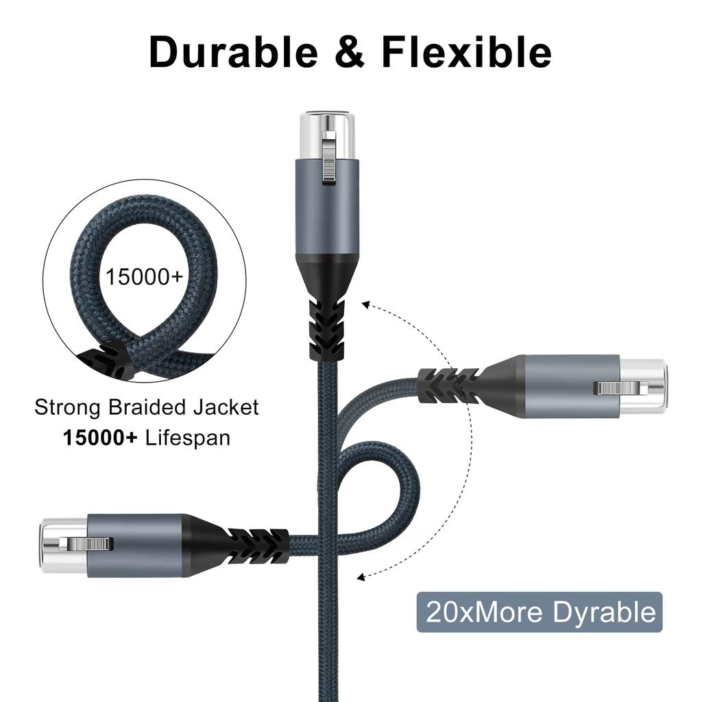 Twozoh Профессиональный XLR Кабель Плетеный Сбалансированный XLR Папа на XLR Маму HiFi Аудио Микрофонный Кабель Счет 0.3М 3-контактный (Квалифицированный Доступен)