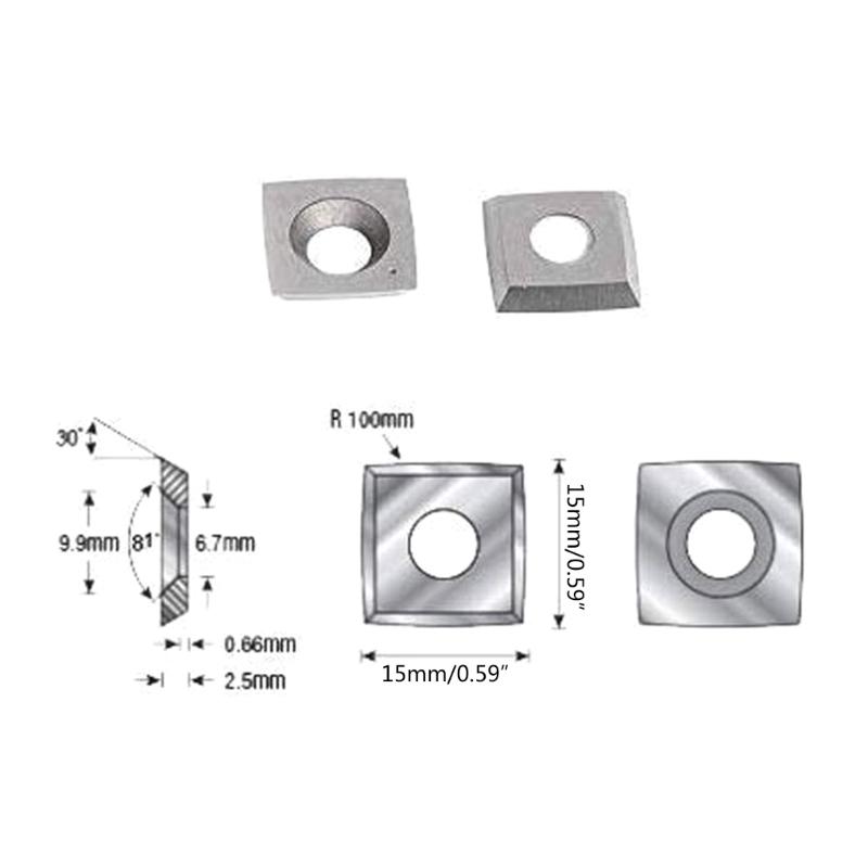 Carbide Inserts Replacement Cutters 15x15x2.5mm R100-81 Square Carbide Cutters with 4" Edge Radius for Woodworking
