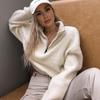 Женская толстовка на молнии, однотонная плюшевая свободная куртка с длинными рукавами