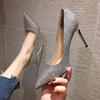 Fashion Fashion High Heels Women Shoes 9cm Thin Stiletto Banquet Wedding Shoes Sexy Pointed Toe Ladies Party Shoes Sliver Bling Pumps